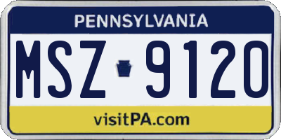 PA license plate MSZ9120