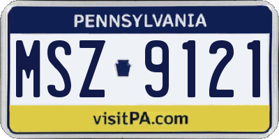 PA license plate MSZ9121