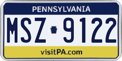 PA license plate MSZ9122