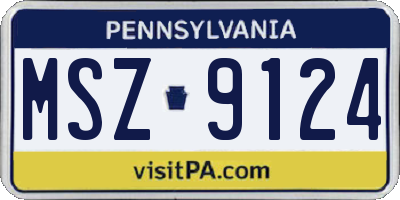 PA license plate MSZ9124