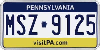 PA license plate MSZ9125