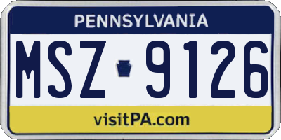 PA license plate MSZ9126