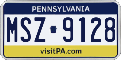 PA license plate MSZ9128