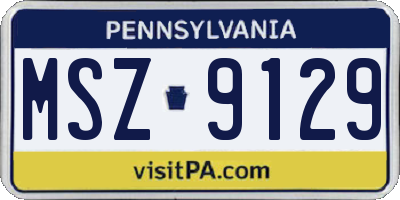 PA license plate MSZ9129