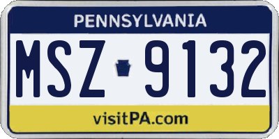 PA license plate MSZ9132