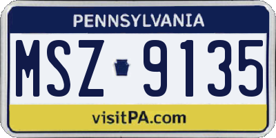 PA license plate MSZ9135