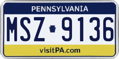 PA license plate MSZ9136