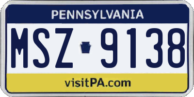 PA license plate MSZ9138