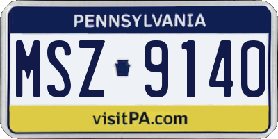 PA license plate MSZ9140