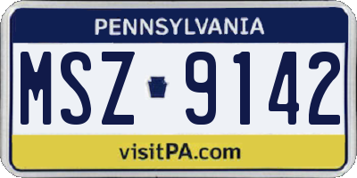 PA license plate MSZ9142