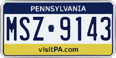 PA license plate MSZ9143