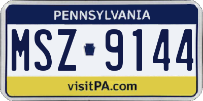 PA license plate MSZ9144
