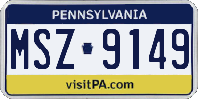 PA license plate MSZ9149