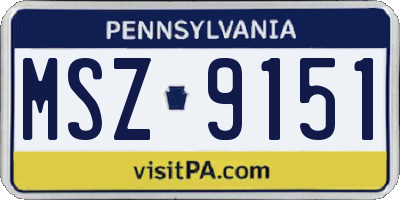 PA license plate MSZ9151