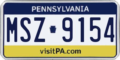 PA license plate MSZ9154