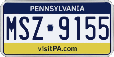 PA license plate MSZ9155