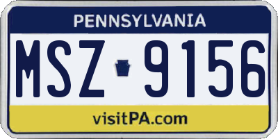 PA license plate MSZ9156
