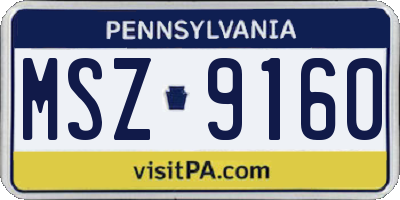 PA license plate MSZ9160