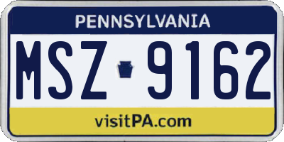 PA license plate MSZ9162