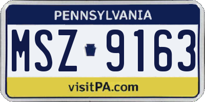 PA license plate MSZ9163