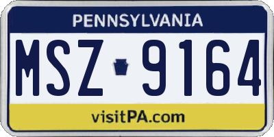 PA license plate MSZ9164