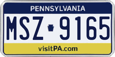 PA license plate MSZ9165