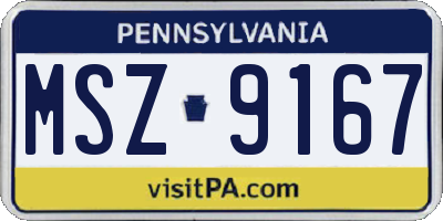 PA license plate MSZ9167