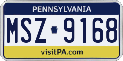 PA license plate MSZ9168