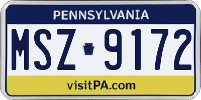 PA license plate MSZ9172