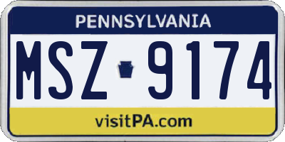 PA license plate MSZ9174