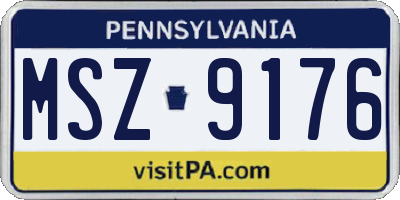 PA license plate MSZ9176