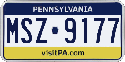 PA license plate MSZ9177