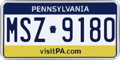PA license plate MSZ9180