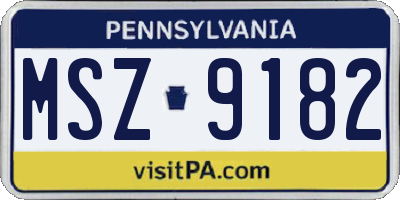 PA license plate MSZ9182