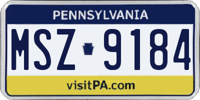PA license plate MSZ9184