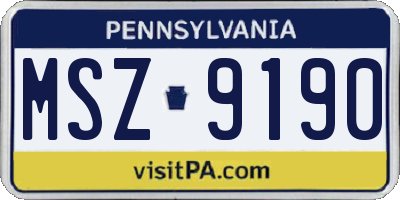 PA license plate MSZ9190