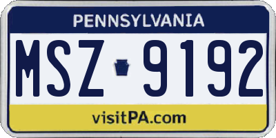 PA license plate MSZ9192