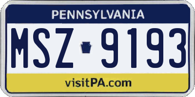 PA license plate MSZ9193