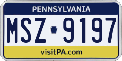 PA license plate MSZ9197