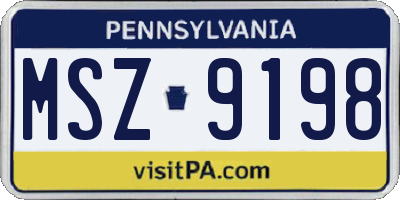 PA license plate MSZ9198