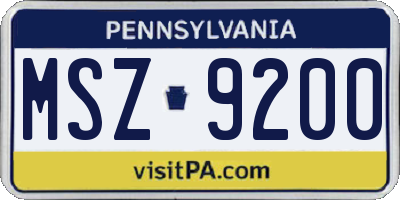 PA license plate MSZ9200