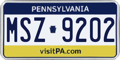 PA license plate MSZ9202