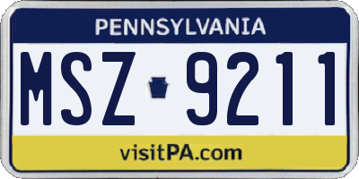 PA license plate MSZ9211