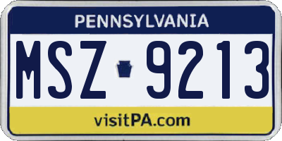 PA license plate MSZ9213