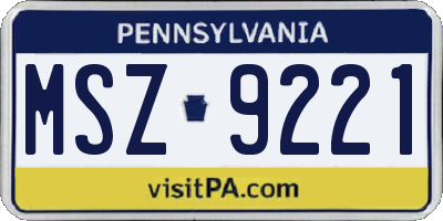 PA license plate MSZ9221