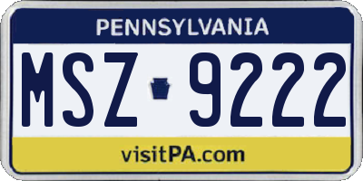 PA license plate MSZ9222