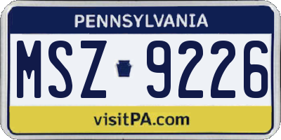 PA license plate MSZ9226