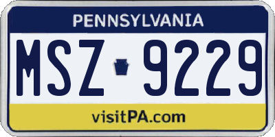 PA license plate MSZ9229