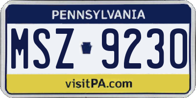 PA license plate MSZ9230