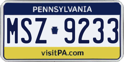 PA license plate MSZ9233